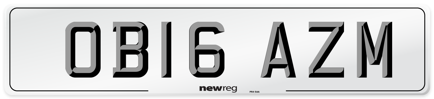 OB16 AZM Number Plate from New Reg